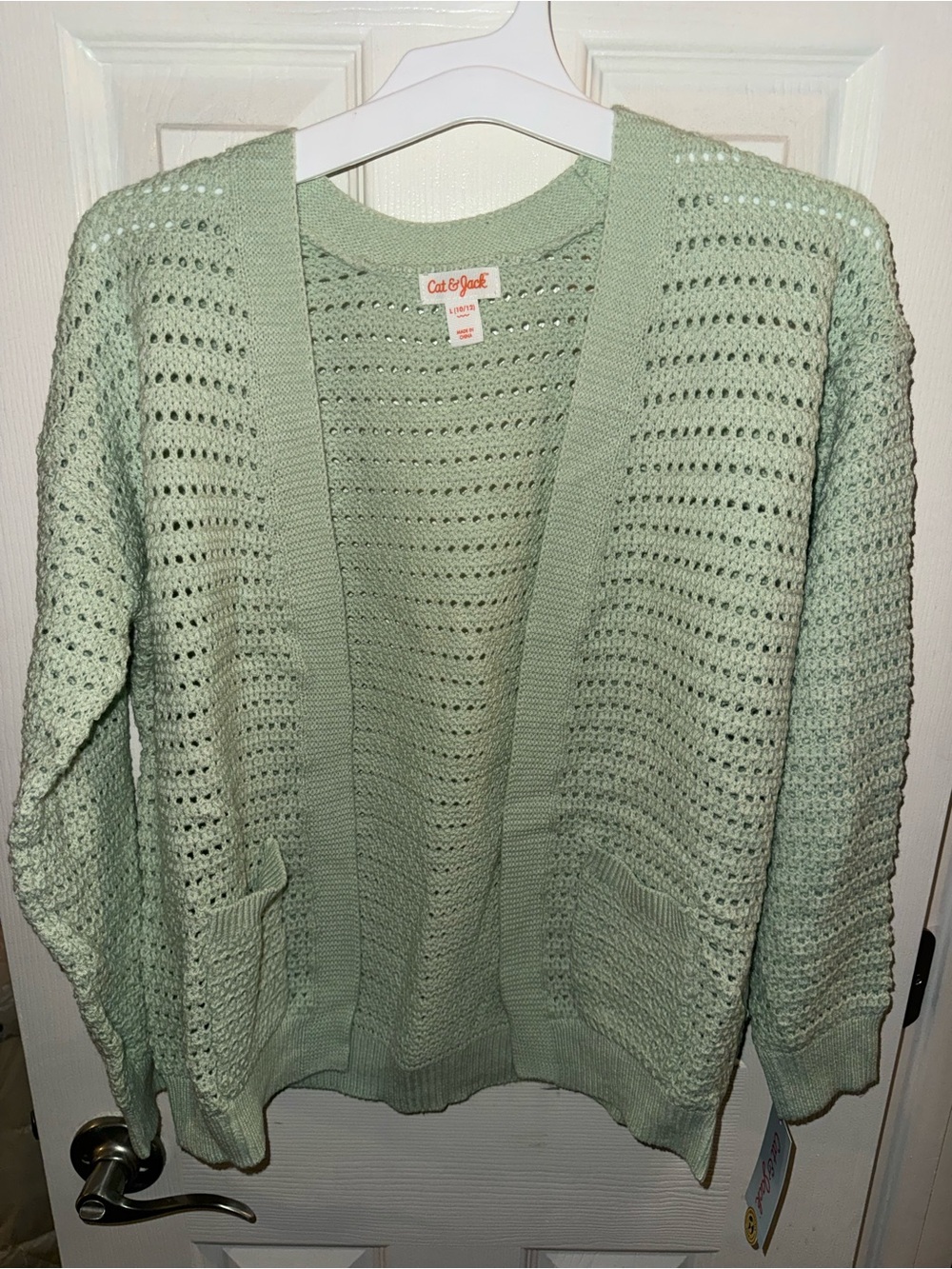 Cat & Jack Light Mint Open-Weave Pocket Cardigan
